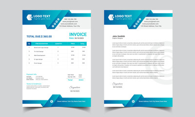 Modern Letterhead Or Invoice Set Template Design