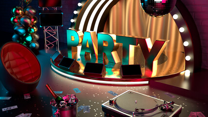 3D Stage podium with lighting, Party time
