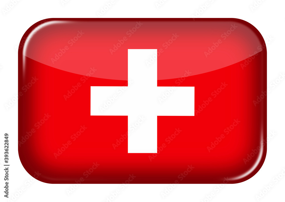 Poster switzerland web icon rectangle button with clipping path 3d illustration