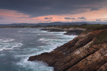 Coast of Ribadeo at sunset, Galicia, Spain
