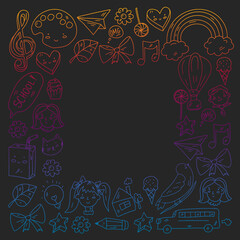 Education icons set. School and colledge. Creativity and imagination.