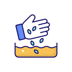 Seed Sowing Flat Filled Style Icon. EPS File 10