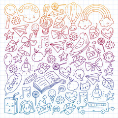 Education icons set. School and colledge. Creativity and imagination.