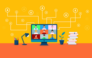 computer, videoconferenza, conferenza, social network © xyz+