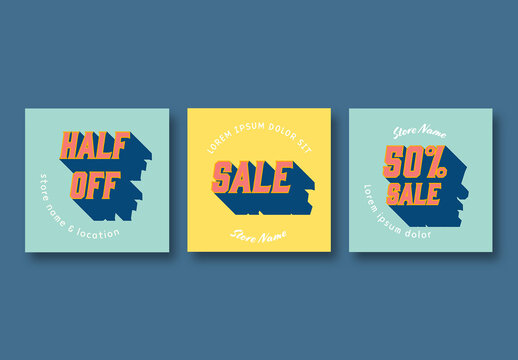 Text Effect Social Posts Layout Set
