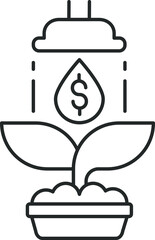 plant that is watered with a drop of money