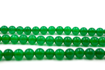 isolated photos of round green jade beads