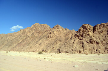 Motion blure. Jeep safari.Photos were taken while driving. Desert of Sinai Peninsula, Egypt. Near Sharm El Sheikh