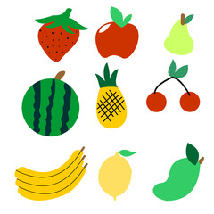 Cartoon illustration of fresh fruits
