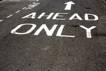 road sign ahead only