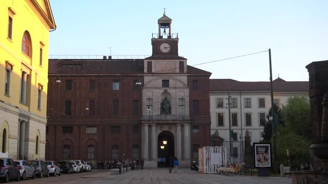  Italy , Milan , 11/19/202 - Cattolica university college in   Downtown of the city empty of people during covid-19 Coronavirus outbreak epidemic quarantine home - lockdown and Lombardy red zone