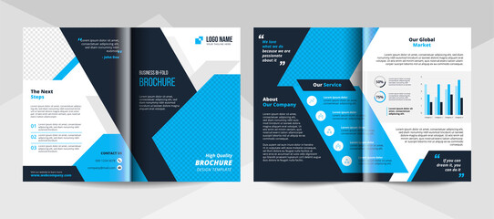 Blue and black corporate business brochure template. Corporate business flyer template.