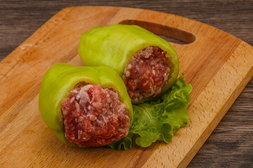Raw stuffed bell pepper with meat