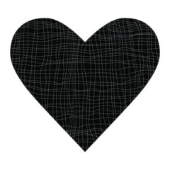 Black heart with spider web pattern on white background for a romantic occasion. Vector illustration.