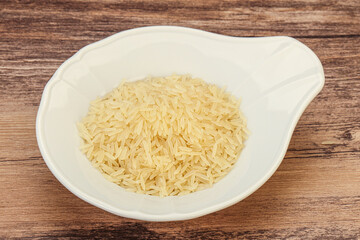 Raw basmati rice in the bowl