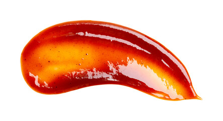 Smear of barbecue sauce or ketchup isolated on white background, close up.