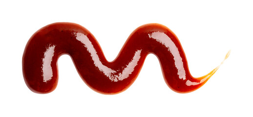 Smear of barbecue sauce or ketchup isolated on white background, close up.