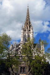 Fototapeta na wymiar Ville de Rouen, clocher de l'église Saint-Maclou (début de construction 1437) département de Seine-Maritime, France