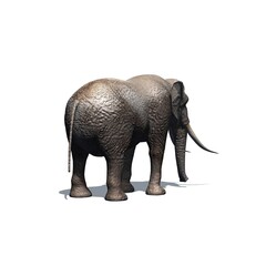 Wild animals - elephant with shadow on the floor - isolated on white background - 3D illustration