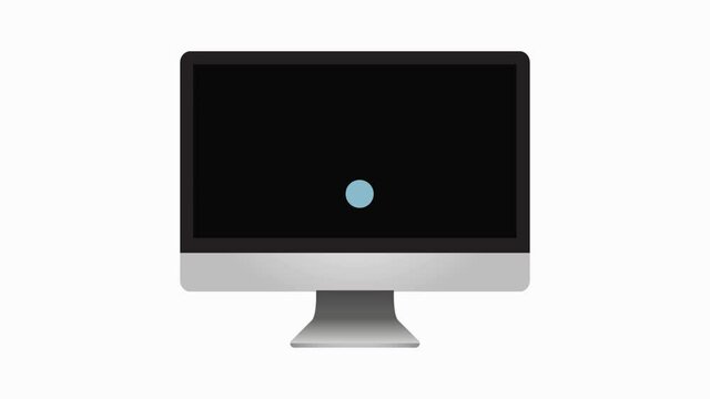 Computer monitor, front view, Alpha Channel. 4K 2K HD SD animation with blinking icon Wi-Fi