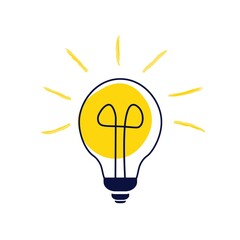 Light bulb icon. Energy, solution, idea, thinking concept, symbol. Simple object isolated on white background. Flat vector illustration.