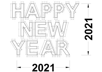 Obraz premium Happy New year 2021 - Blueprint