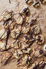 baked  christmas cookies with chocolate icing