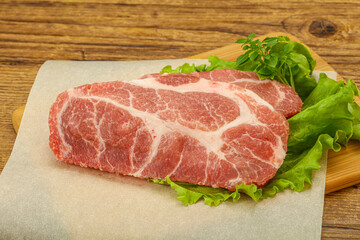 Raw pork meat neck steack