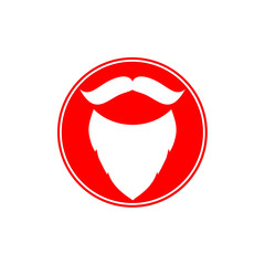 Santa Claus beard icon, Christmas symbol, flat design template, Xmas isolated sticker, vector illustration