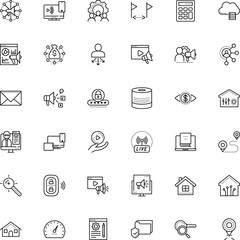 internet vector icon set such as: lead, position, referral, mail, software, leadership, thin, pad, reading, art, full, pack, energy, circle, webinar, diagram, magnifier, light, path, revenue