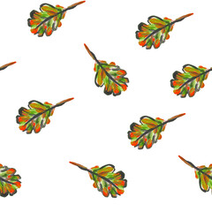Seamless watercolor texture with autumn leaves. Colorful background.