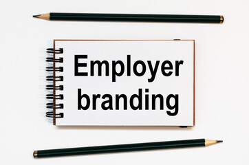 WHITE SPIRAL NOTEBOOK, TWO PENCILS WITH TEXT EMPLOYER BRANDING