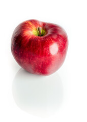 Bio healthy apples, isolated on white background with reflections. Tasty fruit for breakfast. Vitamins in the eco fruits. Organic apples from eco farm isolated on white background. close up