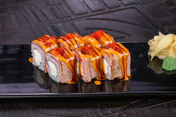 Japanese traditional roll with salmon