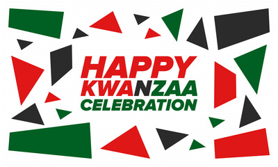Obraz premium Kwanzaa Happy Celebration. African and African-American culture holiday. Seven days festival, celebrate annual from December 26 to January 1. Black history. Poster, card, banner and background. Vector