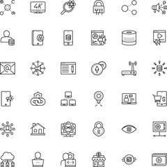 internet vector icon set such as: postage, html, copywriting, commercial, mall, cyberspace, style, television, scanning, image, character, storefront, hardware, modem, increase, equipment, front