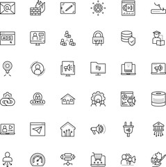 internet vector icon set such as: hyperlink, bug, construction, hosting, football, platform, address, financial, gauge, donation, guard, support, file, camera, correspondence, cyberspace, prototype