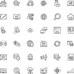 internet vector icon set such as: big data scientist, front, blueprint, cyber, insurance, repetition, antivirus, display, initializing, indicator, round, tv, audio, chat, wide, end, e-learning