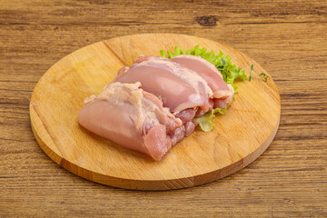 Raw chicken boneless and skinless leg
