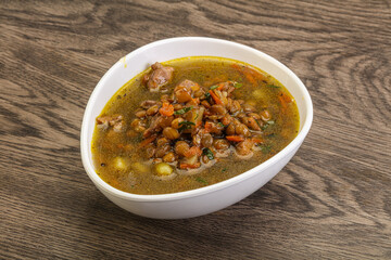 Lentil soup with chicken and vegetables