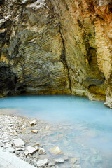 blue hydrogen sulfide lake appeared in a cave