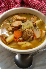 Vegetable Sausage Noodle Soup