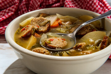 Vegetable Sausage Noodle Soup