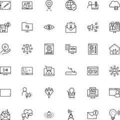 internet vector icon set such as: letter, secure, seminar, marker, sketch, play, thief, electricity, heart, drawing, exam, funding, affiliate marketing, direction, house, sponsor, safe, circle