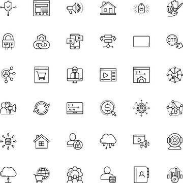 internet vector icon set such as: initializing, event, profile, gesture, engineering, sell, focus, cryptography, png, joystick, distance, material, linked, blogging, art, data aggregation, machine