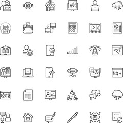 internet vector icon set such as: optical, elections, teaching, quality, tool, bar, freelancer, mind, layout, sound, lite coin, organization, residential, flow, map, facade, camera, low, novel, hand