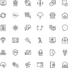 internet vector icon set such as: cinema, webmaster, developer, configuration, friend, cyber, turn, module, photo, storage, shape, refresh, stream, tv, college, blue, partner, privacy, electric