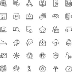 Obraz na płótnie Canvas internet vector icon set such as: workplace, cybercrime, customer, quality, communicate, padlock, mask, full, store, net, manager, bitcoin, login, blended, bug, sticker, crime, hot, coin, objective