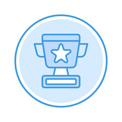 trophy icon vector illustration. trophy icon blue circle design.