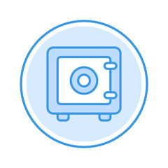 safe box icon vector illustration. safe box icon blue circle design.